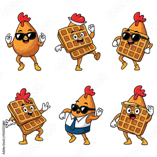 Chicken And Waffles funny vector. Chicken And Waffles  Vector bundle.  Chicken And Waffles vector, illustration, lineart 
