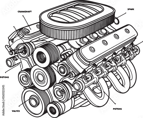 car engine silhouette art illustration premium quality