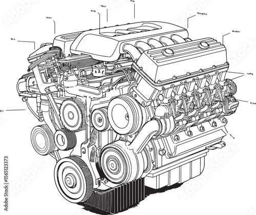 car engine silhouette art illustration premium quality