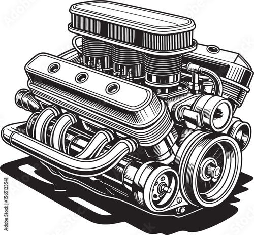 car engine silhouette art illustration premium quality
