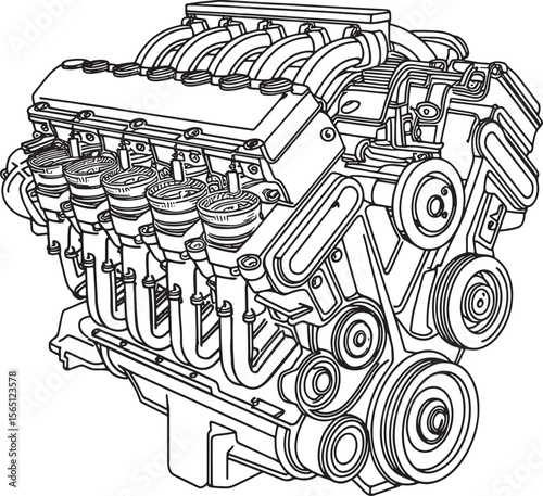 car engine silhouette art illustration premium quality