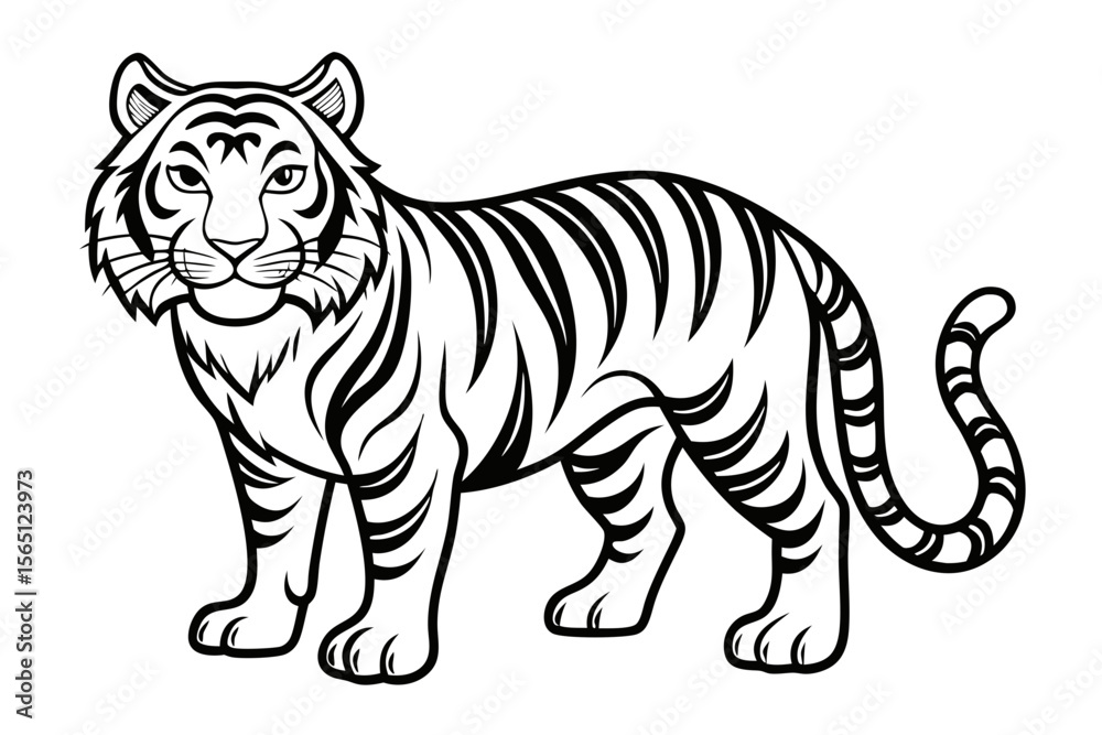 Naklejka premium coloring page line art the tiger black vector