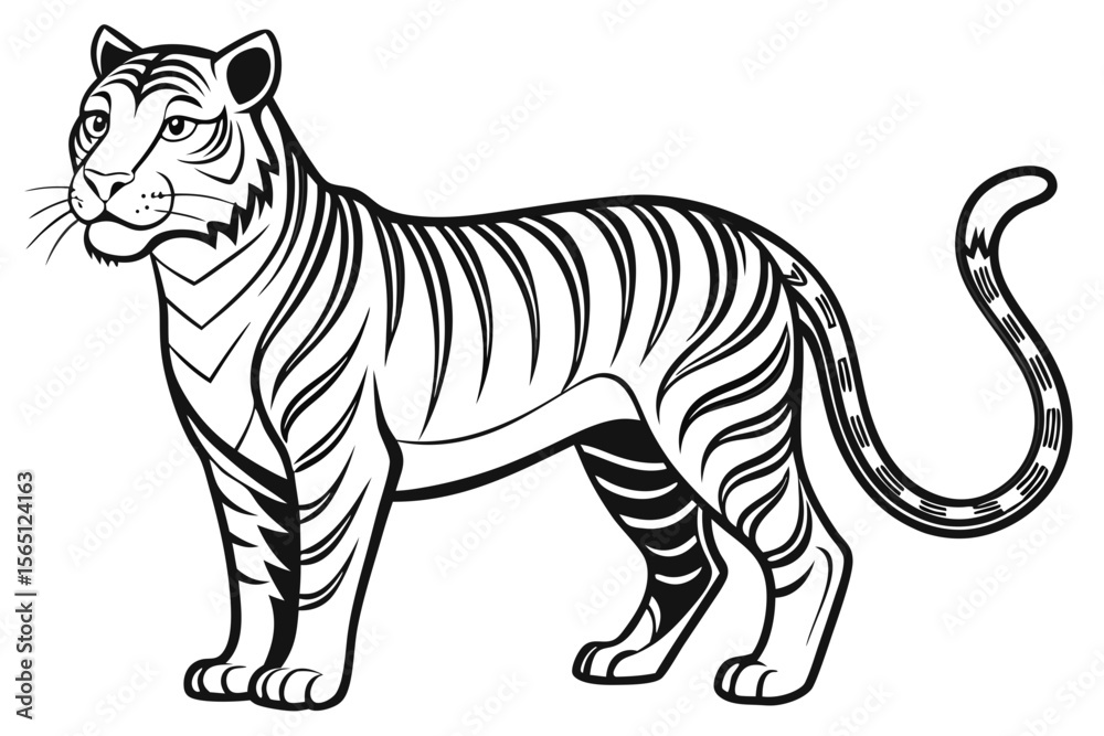 Fototapeta premium coloring page line art the tiger black vector