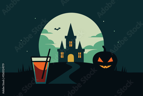 halloween background with castle