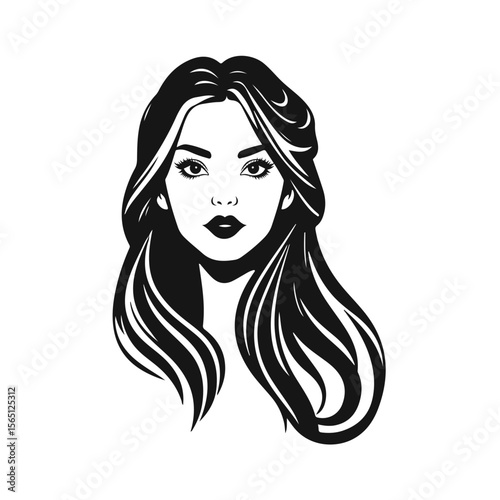 Elegant woman silhouette, beauty salon logo, lady face outline, stylish girl head design