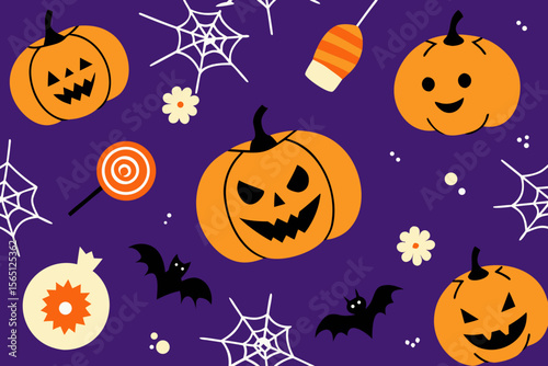 halloween seamless pattern with pumpkins