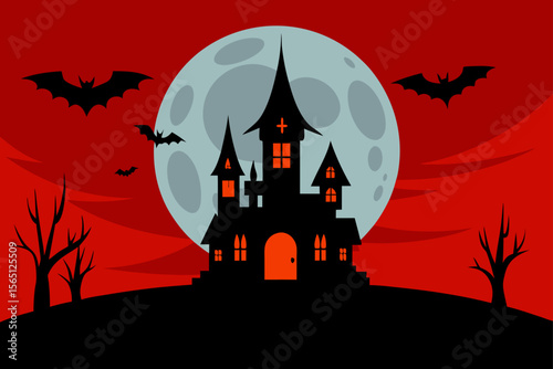 halloween background with haunted house