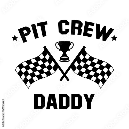 Pit Crew Daddy Racing Flag and Trophy Graphic