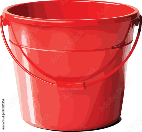 plastic bucket red color illustration premium quality