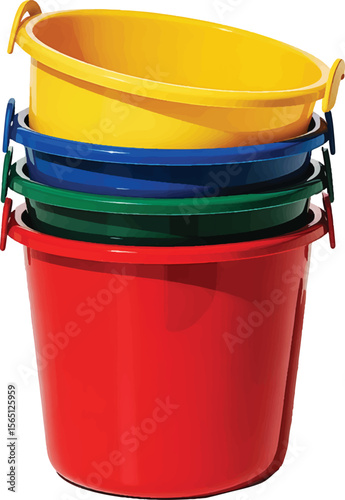 plastic bucket set illustration premium quality