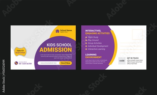 Modern professional school admission postcard template bundle. school education admission postcard template