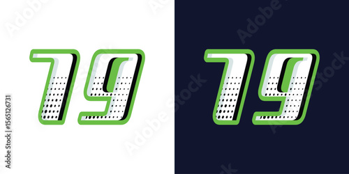 Automotive effect number 79 design, green and white color with halftone effect