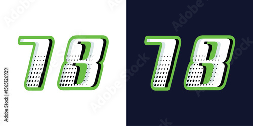 Automotive effect number 78 design, green and white color with halftone effect