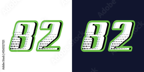 Racing number 82 vector effect design