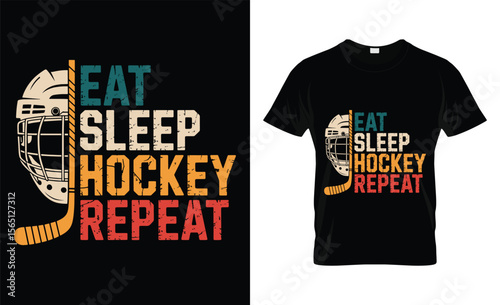 Eat sleep hockey repeat vintage graphic design for hockey fans