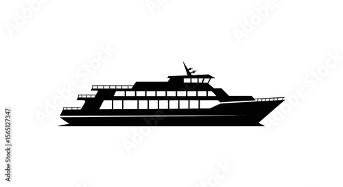Modern Passenger Ferry Silhouette Icon
