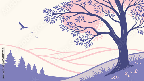 winter landscape with tree