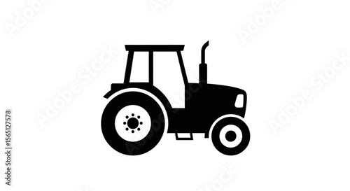 farm tractor silhouette isolated on white background