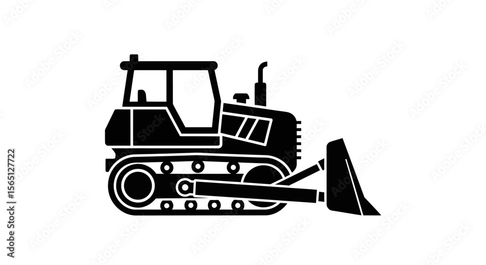 Naklejka premium Heavy industrial bulldozer construction machinery vehicle silhouette vector illustration