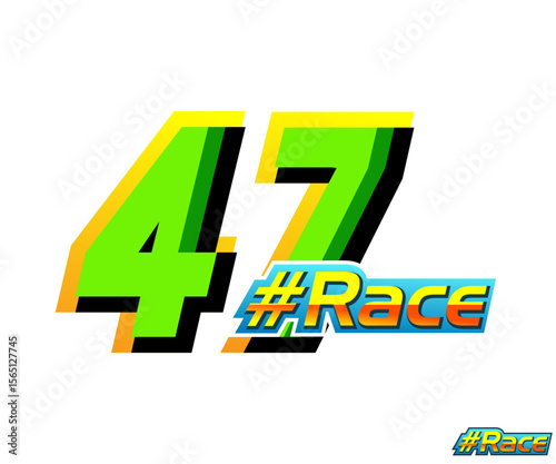 racing number 47  vector with green color and text race