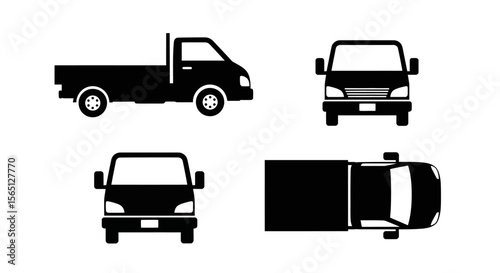A diverse set of vector icons featuring various cars, trucks, and other transportation vehicles for illustration and design
