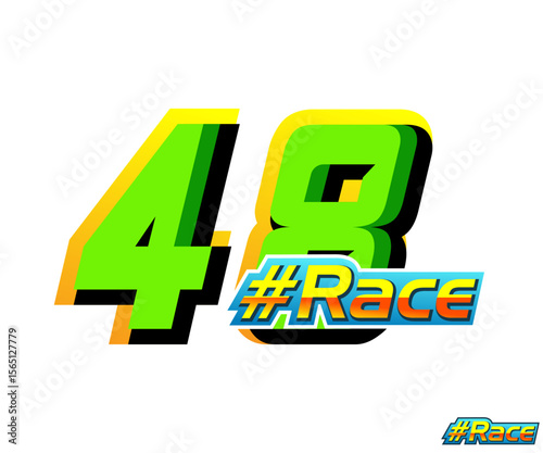 racing number 48  vector with green color and text race