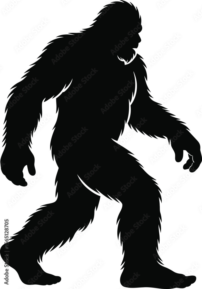 Obraz premium Bigfoot Silhouette: Sasquatch, Cryptid, Mythical Creature & Wilderness Icon