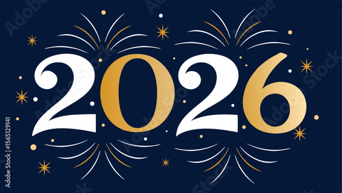 Happy New Year 2026 Design – Festive Fireworks Vector Illustration