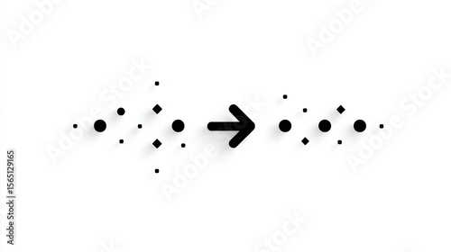 Abstract Black Shapes Transformation: From Dispersed to Aligned Order on White