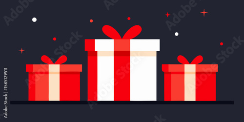 

Festive Christmas gift boxes with red ribbons and bows, perfect for holiday celebrations and surprises