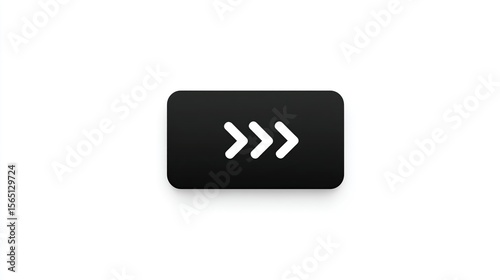 Black rounded button with white triple right arrows on a white background for fast forward