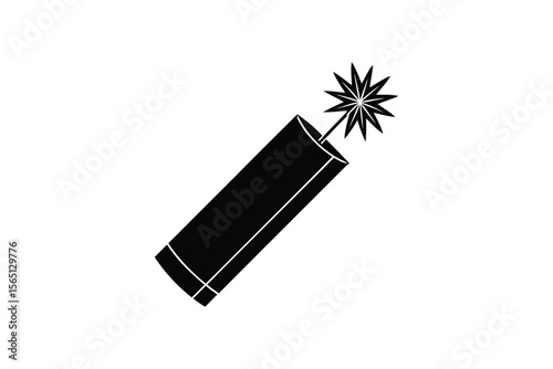 Dynamite Stick with Burning Fuse Silhouette