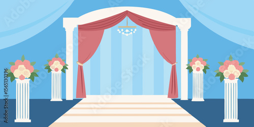 Elegant Wedding Ceremony Archway  Floral Decor and Romantic Setting