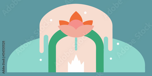Serene Lotus Bloom Abstract Art Print Featuring Tranquil Design Elements