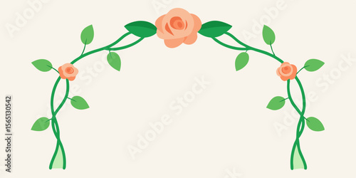 Wallpaper Mural Elegant rose floral frame with pink petals and green leaves for romantic card design Torontodigital.ca