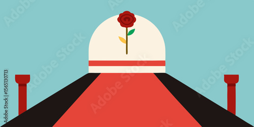 Here's a concise description:

Red carpet on a white background, symbolizing business success and VIP luxury for an award celebration or theater premiere