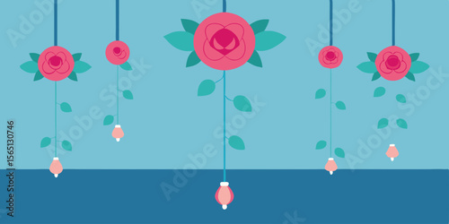 Christmas card with baubles and snowflakes in a floral vector design