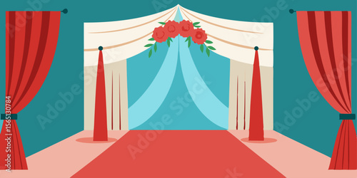 

Red velvet curtains, illuminated by a spotlight, evoke a classic theater stage or luxurious room decor
