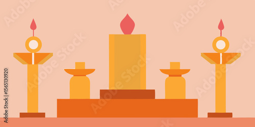 Birthday candles burn with a bright flame, a festive symbol of celebration and light