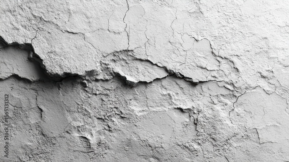 Obraz premium Cracked White Wall Texture with Distressed Appearance Evoking a Sense of Age and Abandonment