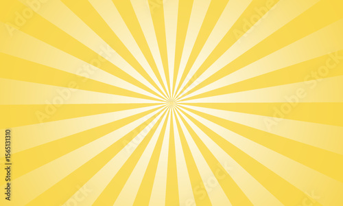 Sun rays retro vintage style on yellow background, Sunburst pattern background. Summer vector illustration