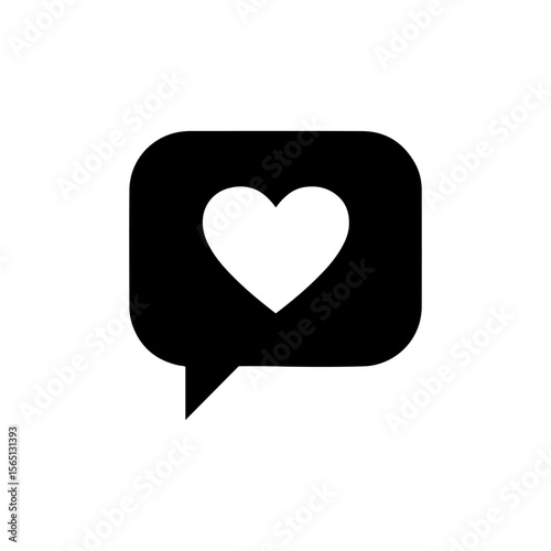 Heart sign inside bubble silhouette icon vector flat design.