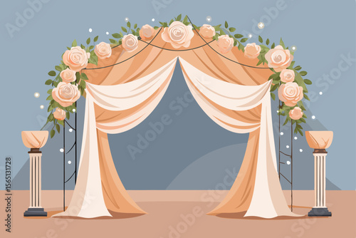 Elegant Peach Rose Wedding Archway Ceremony Decor Ideas