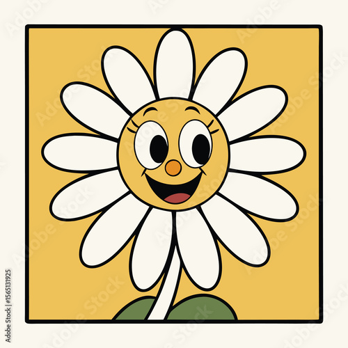 Happy Daisy Flower Cartoon Character Illustration	
