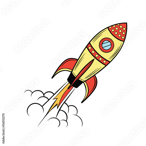 A dynamic illustration of a rocket ship soaring, perfectly embodying themes of exploration, innovation, and forward momentum. 