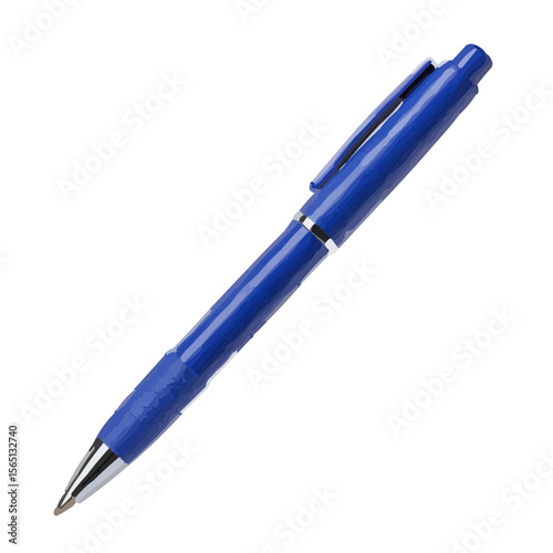Blue ballpoint pen on white background  