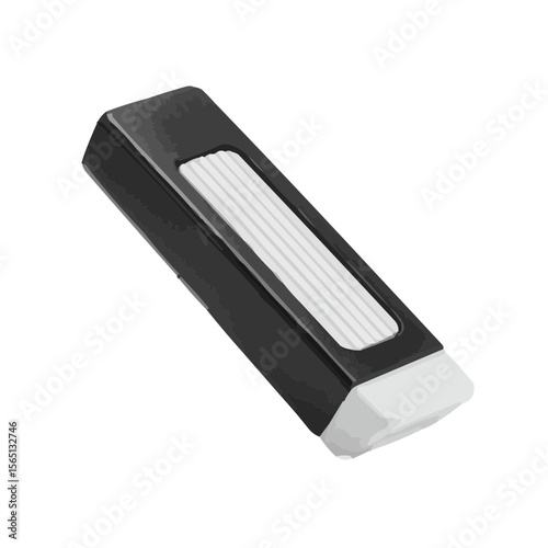 Modern black and white clip for fastening papers on white background  