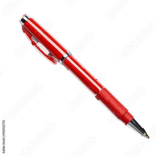 Red ballpoint pen on white background  