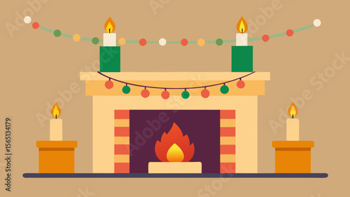 Cartoon birthday cake with burning candles, an icon of party decoration in a cozy home interior