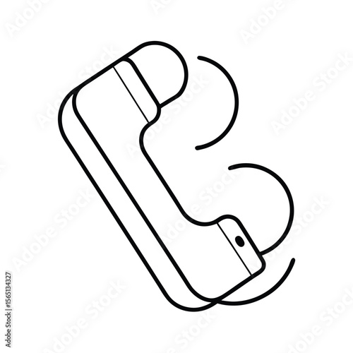 Simple black and white illustration of a ringing telephone handset with sound waves